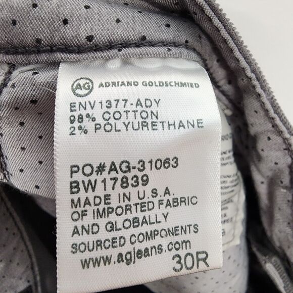 AG Adriano Goldschmied Corduroy Pants Size 30R Gray Stevie Ankle Slim Straight - Picture 14 of 14